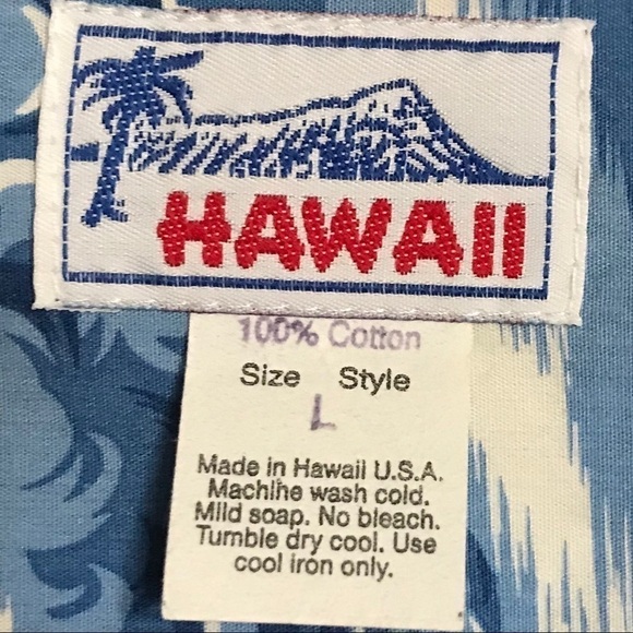 Vintage Hawaii Brand Sword Fish Print 100% Cotton Short Sleeve Button Down Large - Picture 5 of 5